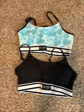 Justice Girls' Bralette Duo - Blue Tie-Dye & Black